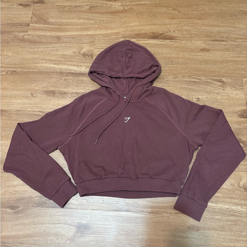 Gymshark Women's Maroon Cropped Hoodie - Picture 6 of 9
